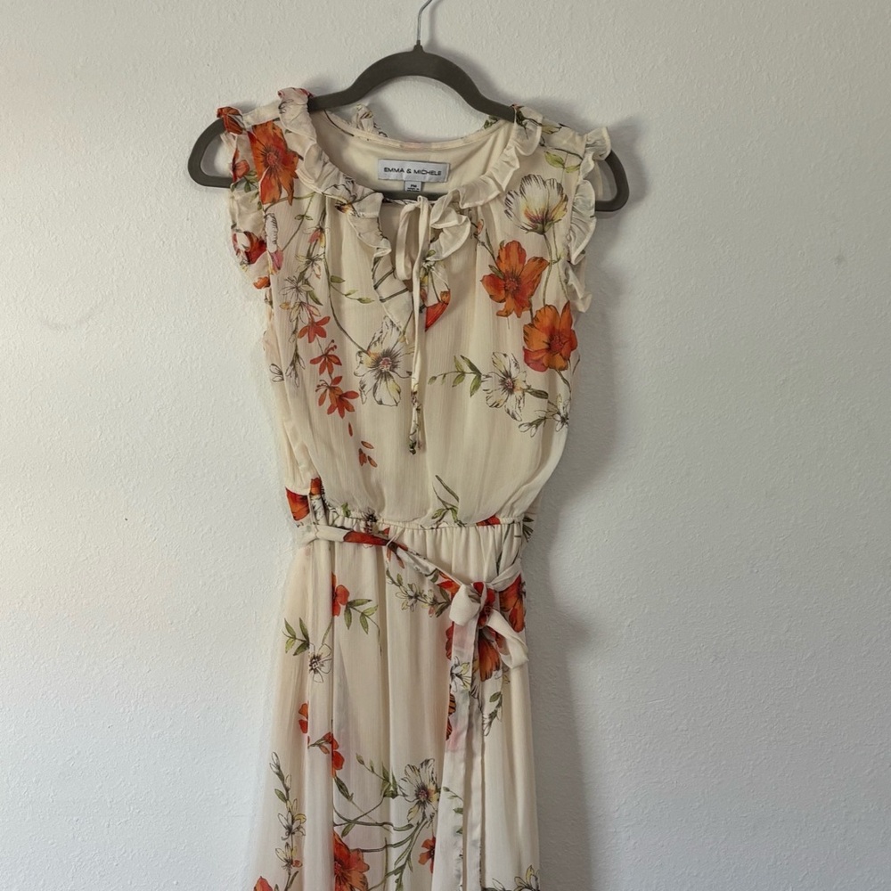 Emma & Michele Cream Flutter Sleeve Maxi Dress - Picture 3 of 8